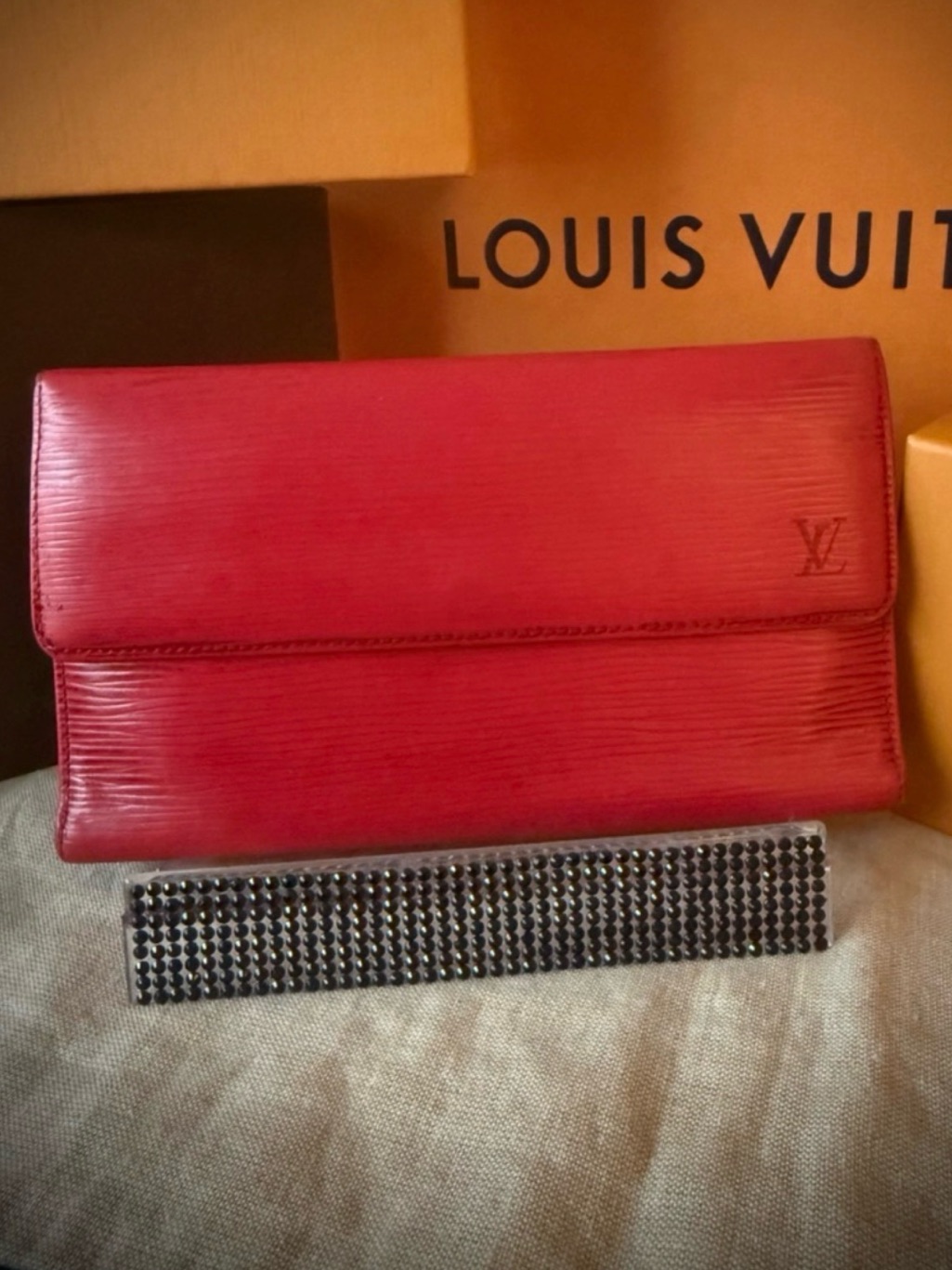 Louis Vuitton Red Epi Leather Vintage Wallet